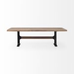 Araxi 95L x 41W x 30H Rectangular Brown Solid Wood Top Black Metal Base Dining Table