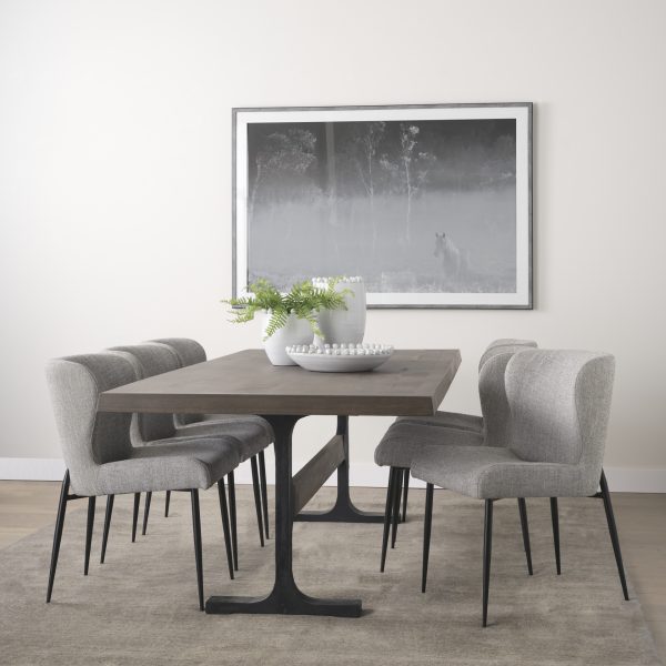 Araxi Rectangular Dark Brown Wood w Black Metal Base Dining Table 1