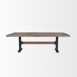 Araxi Rectangular Dark Brown Wood w/ Black Metal Base Dining Table