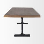 Araxi Rectangular Dark Brown Wood w/ Black Metal Base Dining Table