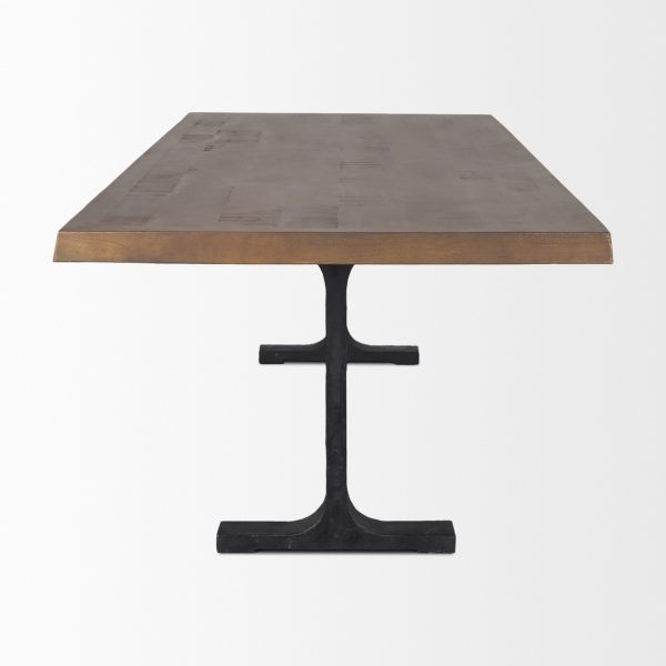 Araxi Rectangular Dark Brown Wood w Black Metal Base Dining Table 4