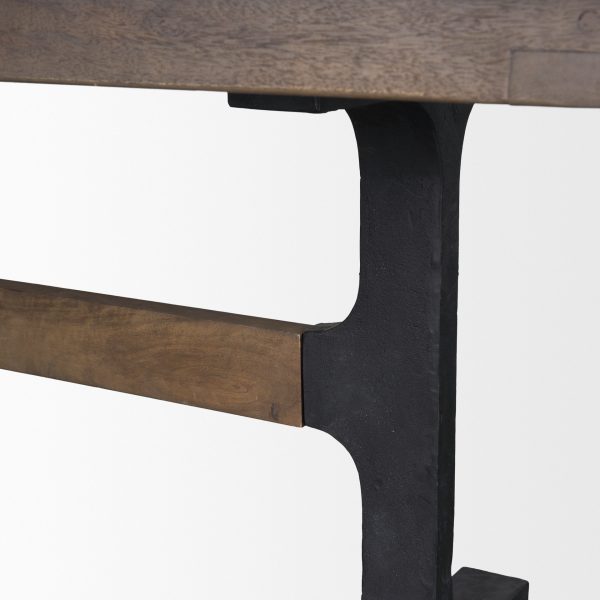 Araxi Rectangular Dark Brown Wood w Black Metal Base Dining Table 7