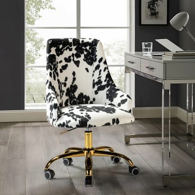 Arce Black Print Linen Ergonomic Adjustable Height Task Chair