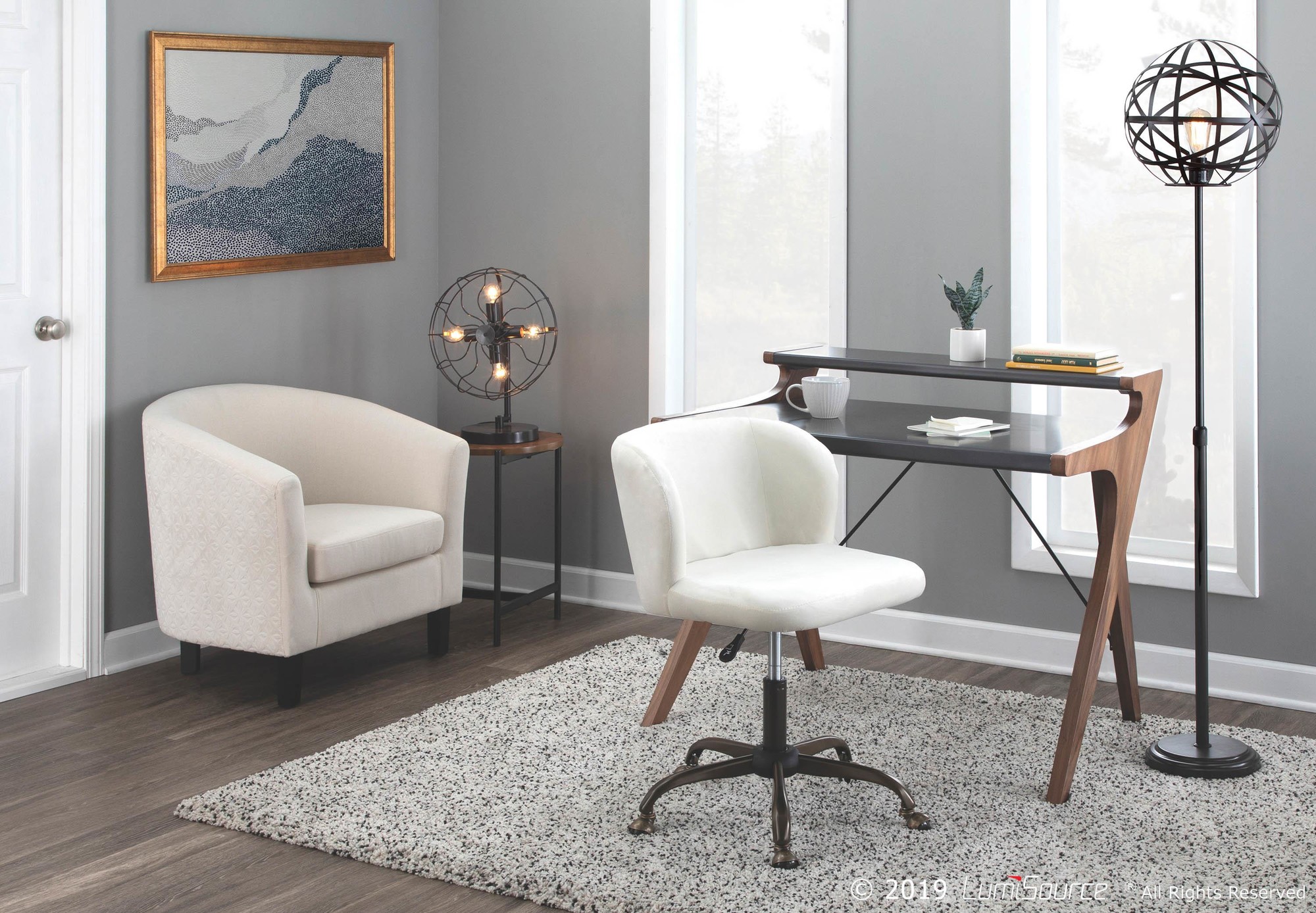 Archer Contemporary Walnut and Grey Wood Desk 1 Archer Contemporary Walnut and Grey Wood Desk