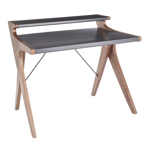 Archer Contemporary Walnut and Grey Wood Desk 2