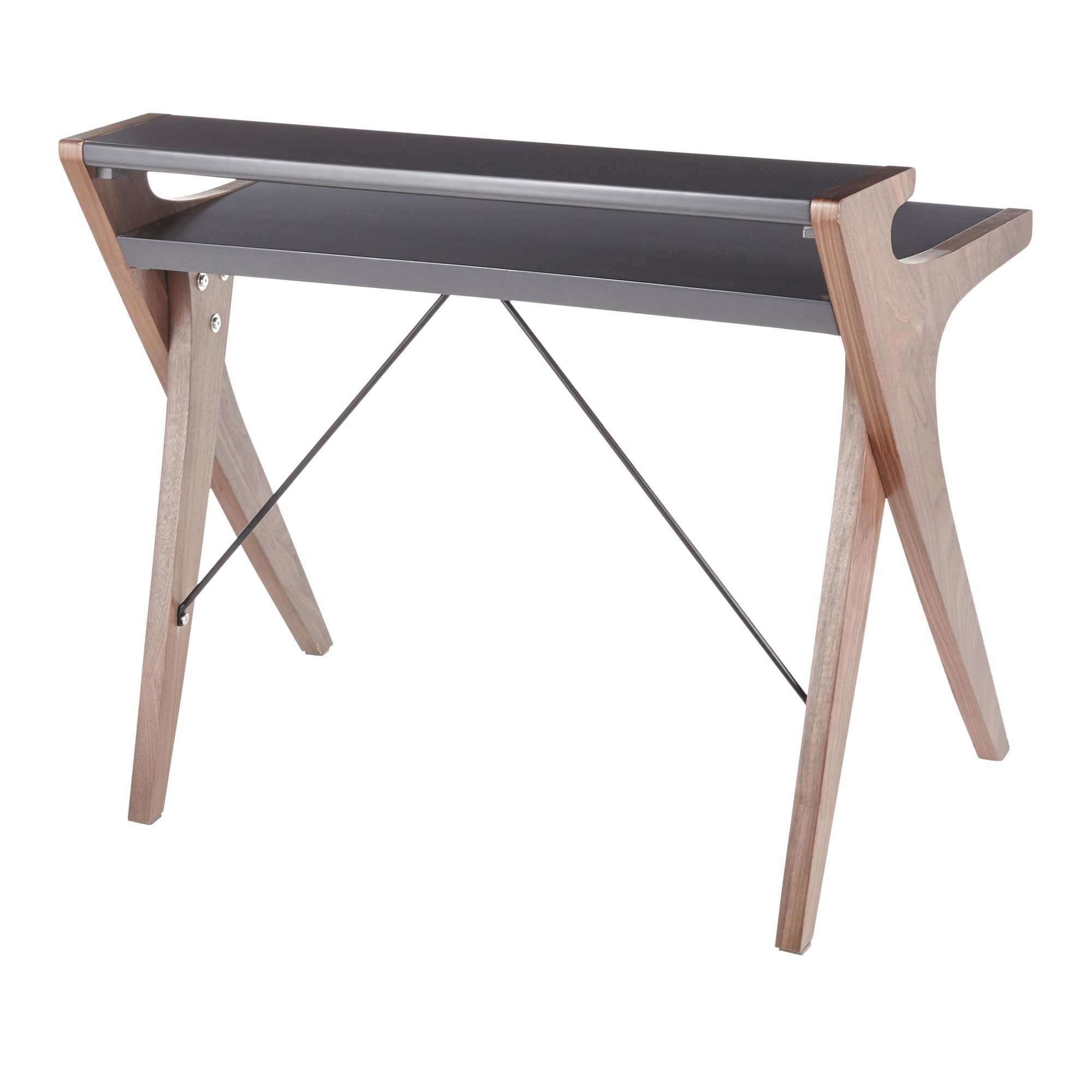 Archer Contemporary Walnut and Grey Wood Desk 4 Archer Contemporary Walnut and Grey Wood Desk - Image 4