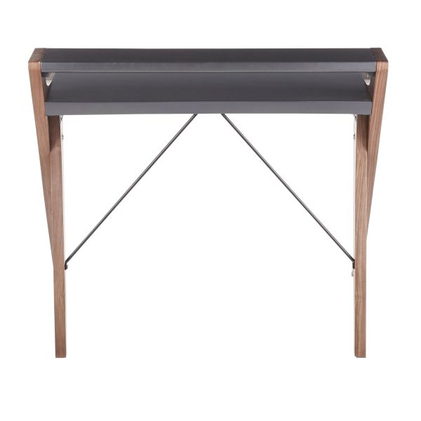 Archer Contemporary Walnut and Grey Wood Desk 5