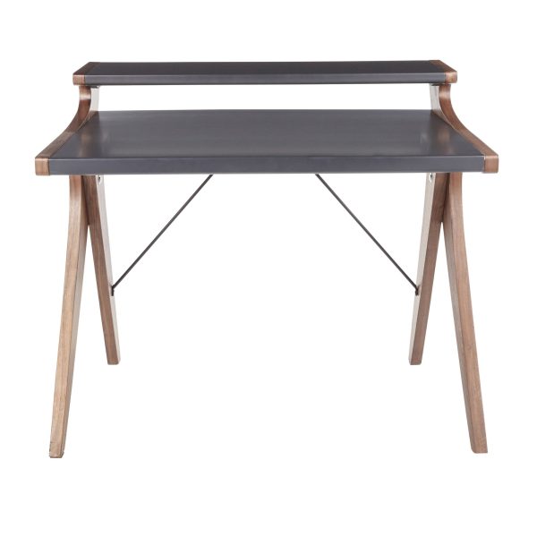 Archer Contemporary Walnut and Grey Wood Desk 6