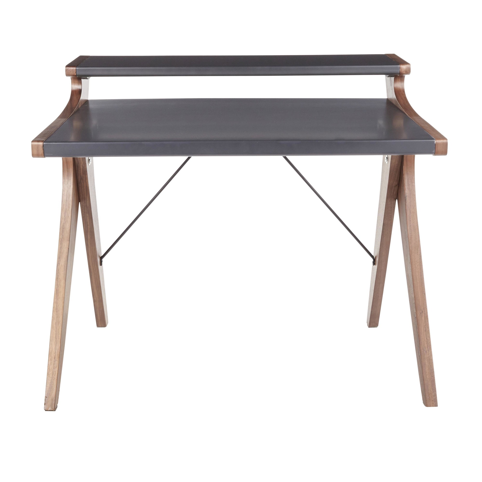 Archer Contemporary Walnut and Grey Wood Desk 6 Archer Contemporary Walnut and Grey Wood Desk - Image 6
