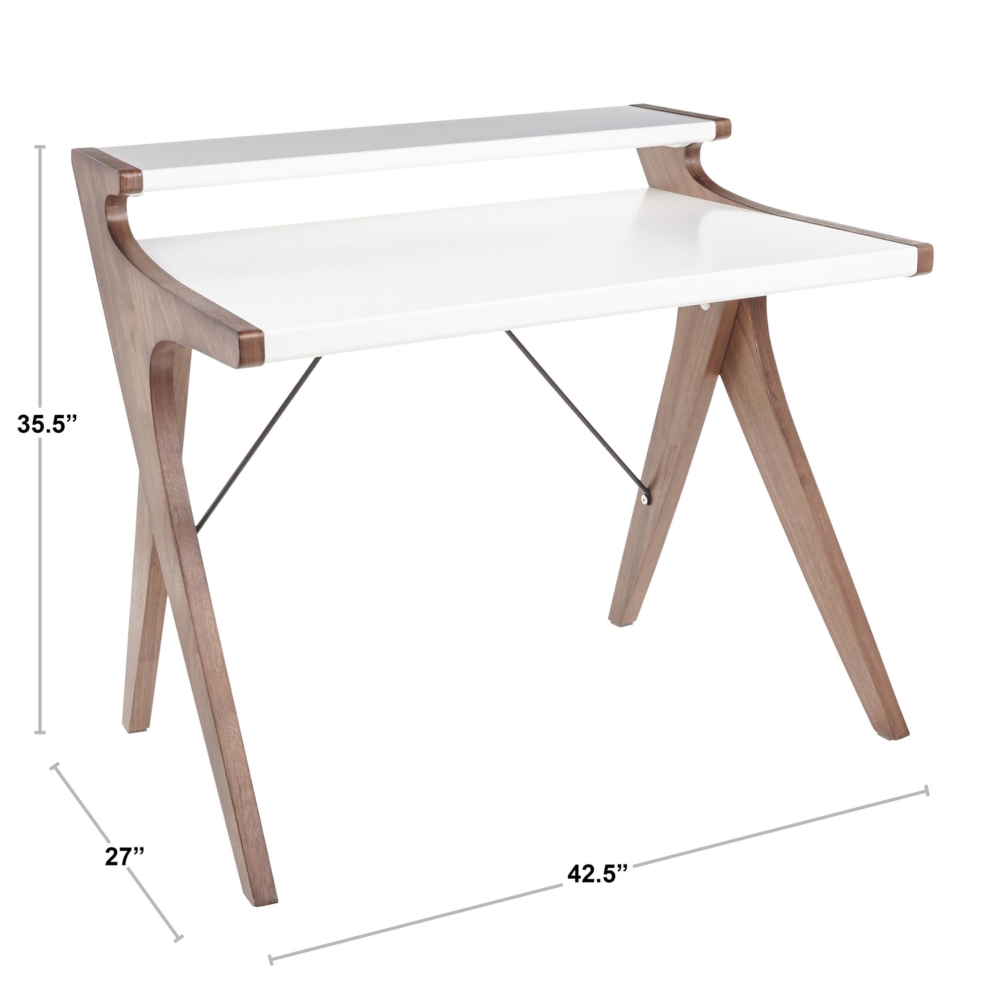 Archer Contemporary Walnut and Grey Wood Desk 8 Archer Contemporary Walnut and Grey Wood Desk - Image 8