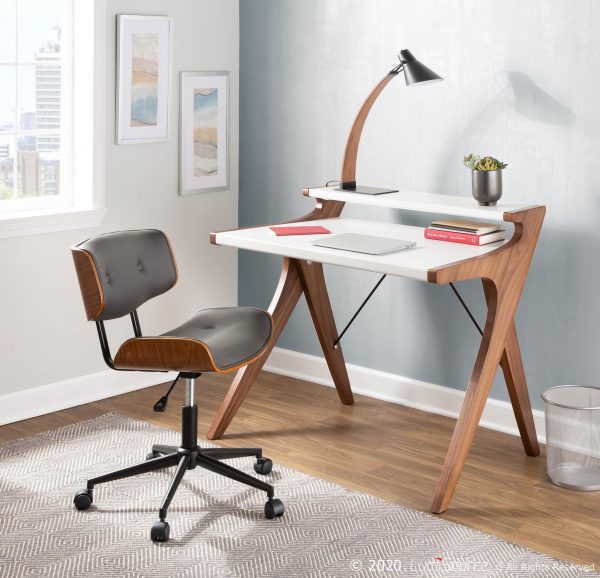 Archer Contemporary Walnut and White Wood Desk 1