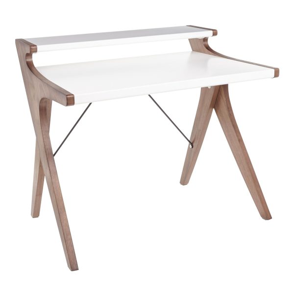 Archer Contemporary Walnut and White Wood Desk 2