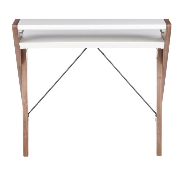 Archer Contemporary Walnut and White Wood Desk 4