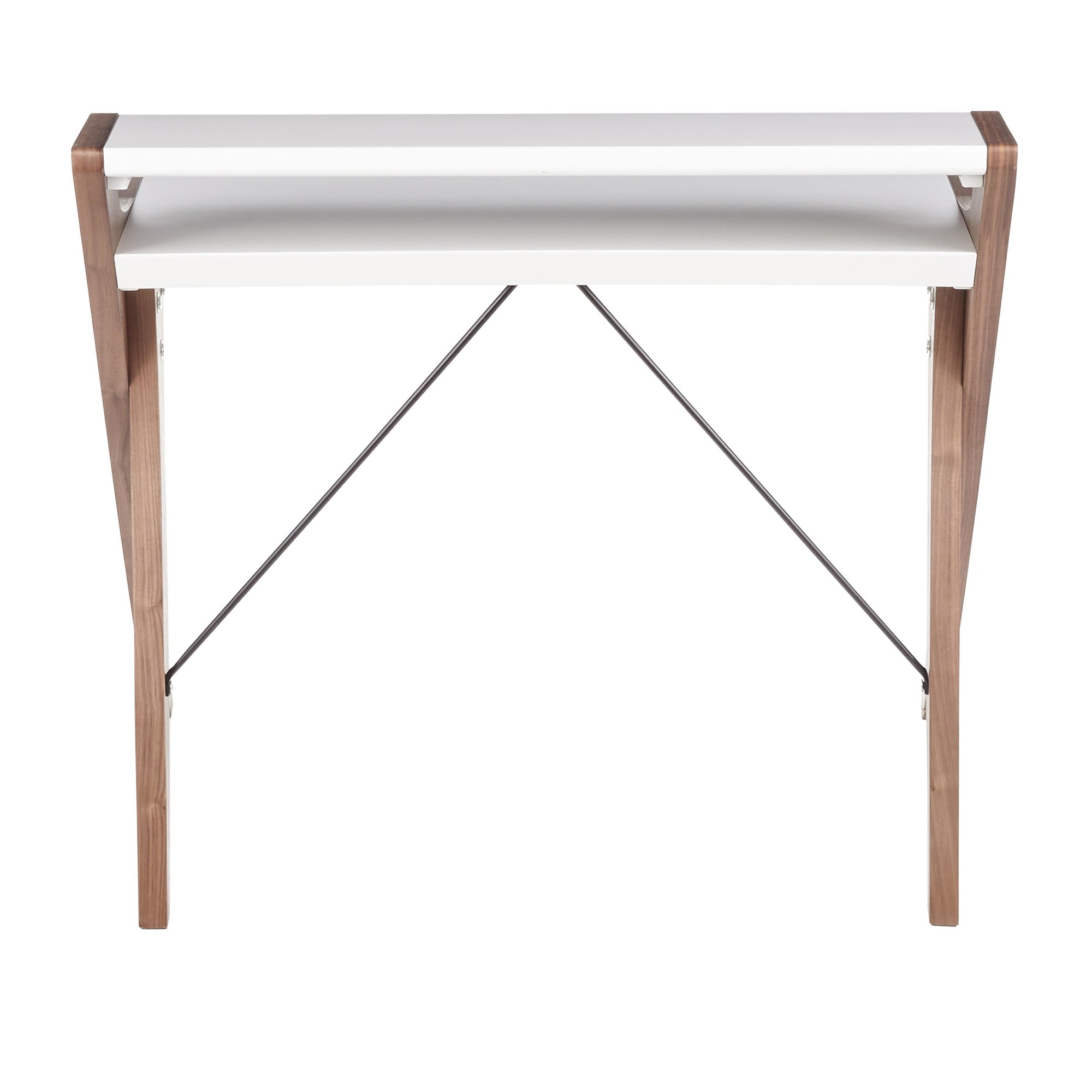 Archer Contemporary Walnut and White Wood Desk 4 Archer Contemporary Walnut and White Wood Desk - Image 4