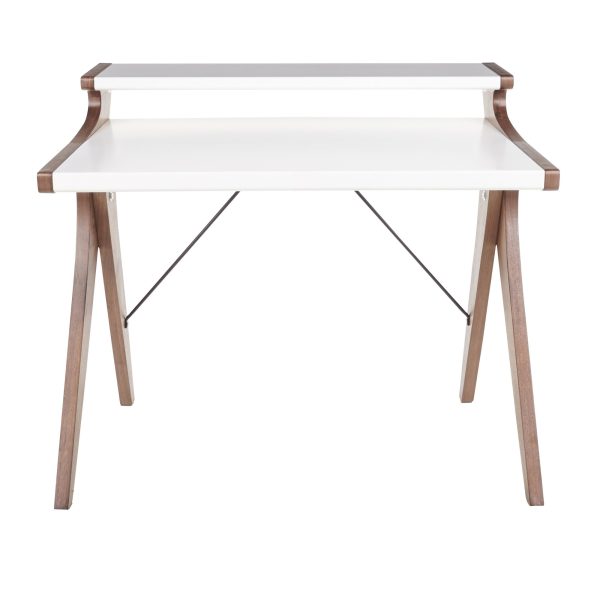 Archer Contemporary Walnut and White Wood Desk 5