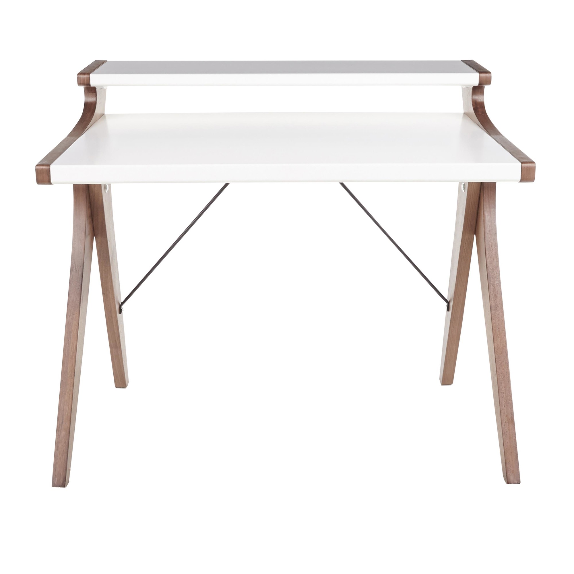 Archer Contemporary Walnut and White Wood Desk 5 Archer Contemporary Walnut and White Wood Desk - Image 5