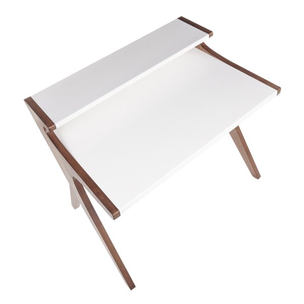 Archer Contemporary Walnut and White Wood Desk 6