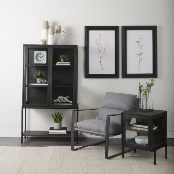 Arelius 20L x 18W x 26H Black Brown Wood W Black Metal Frame EndSide Table 1