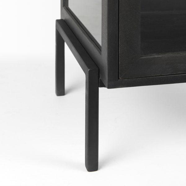 Arelius 20L x 18W x 26H Black Brown Wood W Black Metal Frame EndSide Table 10