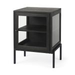 Arelius 20L x 18W x 26H Black-Brown Wood W/ Black Metal Frame End/Side Table