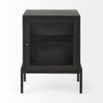 Arelius 20L x 18W x 26H Black-Brown Wood W/ Black Metal Frame End/Side Table