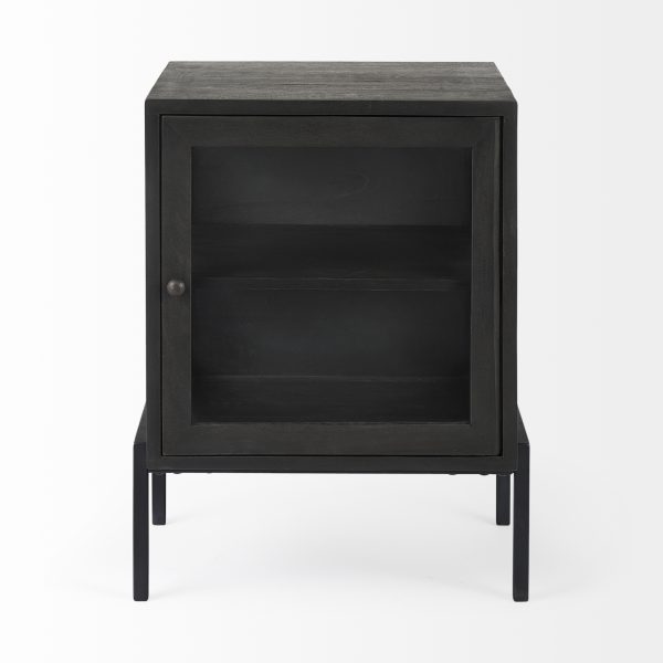 Arelius 20L x 18W x 26H Black Brown Wood W Black Metal Frame EndSide Table 3