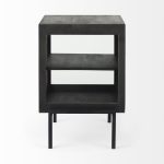 Arelius 20L x 18W x 26H Black-Brown Wood W/ Black Metal Frame End/Side Table