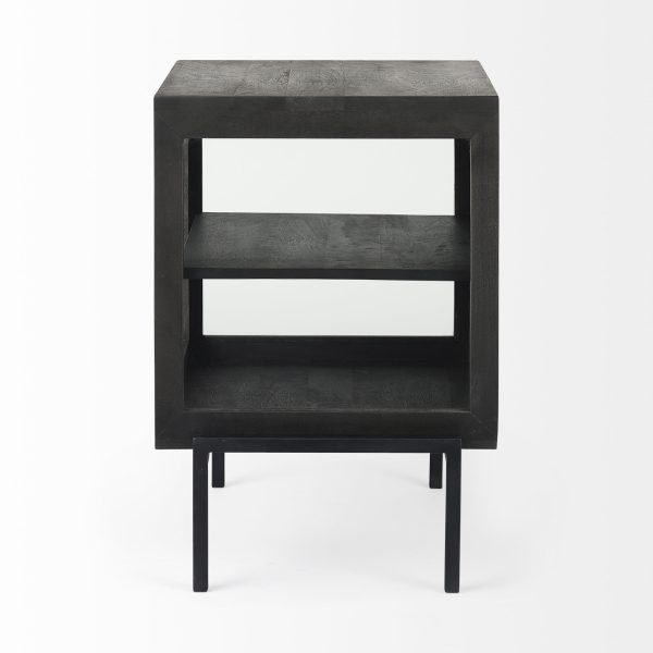 Arelius 20L x 18W x 26H Black Brown Wood W Black Metal Frame EndSide Table 4