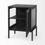 Arelius 20L x 18W x 26H Black-Brown Wood W/ Black Metal Frame End/Side Table
