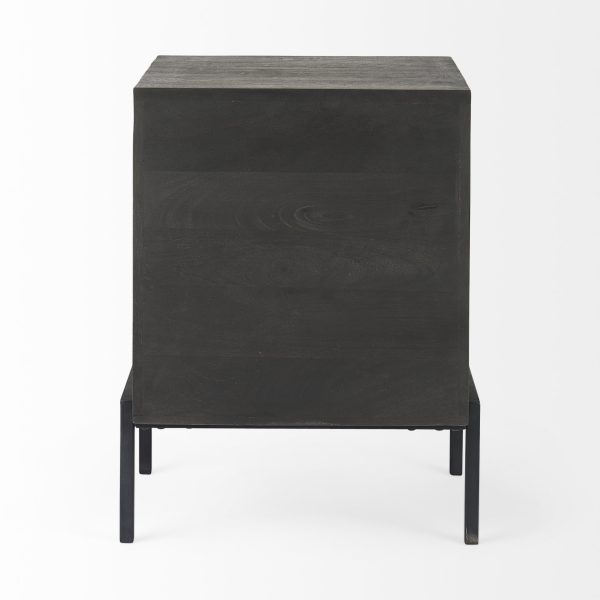 Arelius 20L x 18W x 26H Black Brown Wood W Black Metal Frame EndSide Table 6