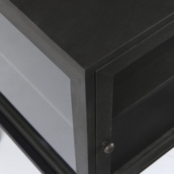 Arelius 20L x 18W x 26H Black Brown Wood W Black Metal Frame EndSide Table 7