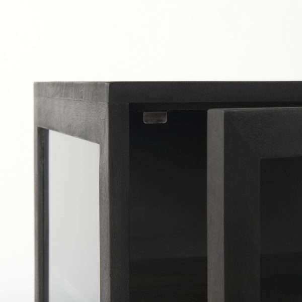 Arelius 20L x 18W x 26H Black Brown Wood W Black Metal Frame EndSide Table 8