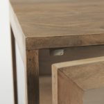 Arelius 20L x 18W x 26H Light Brown Wood W/ Black Metal Frame End/Side Table