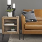 Arelius 20L x 18W x 26H Light Brown Wood W/ Black Metal Frame End/Side Table