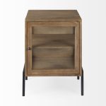 Arelius 20L x 18W x 26H Light Brown Wood W/ Black Metal Frame End/Side Table
