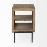 Arelius 20L x 18W x 26H Light Brown Wood W/ Black Metal Frame End/Side Table