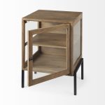Arelius 20L x 18W x 26H Light Brown Wood W/ Black Metal Frame End/Side Table