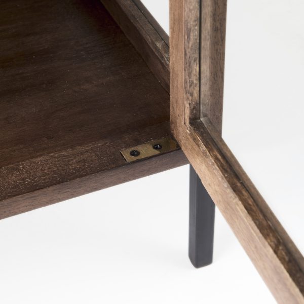Arelius 20L x 18W x 26H Medium Brown Wood W Black Metal Frame EndSide Table 11