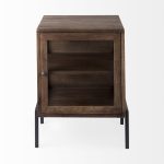 Arelius 20L x 18W x 26H Medium Brown Wood W/ Black Metal Frame End/Side Table
