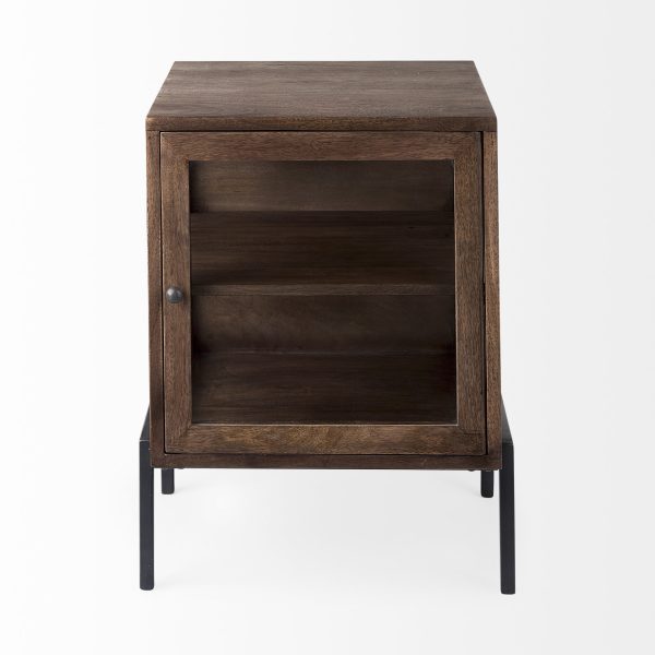 Arelius 20L x 18W x 26H Medium Brown Wood W Black Metal Frame EndSide Table 4
