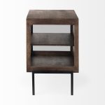 Arelius 20L x 18W x 26H Medium Brown Wood W/ Black Metal Frame End/Side Table