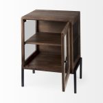 Arelius 20L x 18W x 26H Medium Brown Wood W/ Black Metal Frame End/Side Table