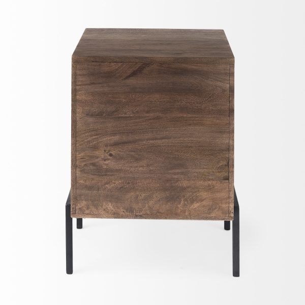 Arelius 20L x 18W x 26H Medium Brown Wood W Black Metal Frame EndSide Table 7