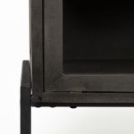 Arelius 36L x 18W Black-Brown Wood, Black Metal Base w/ 2 Glass Doors Accent Cabinet