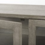 Arelius 36L x 18W x 32H Gray Wood, Black Metal Base w/ 2 Glass Doors Accent Cabinet