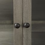 Arelius 36L x 18W x 32H Gray Wood, Black Metal Base w/ 2 Glass Doors Accent Cabinet