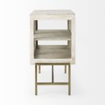 Arelius 36L x 18W x 32H White Wood, Gold Metal Base w/ 2 Glass Doors Accent Cabinet