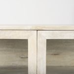 Arelius 36L x 18W x 32H White Wood, Gold Metal Base w/ 2 Glass Doors Accent Cabinet
