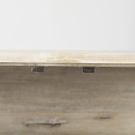 Arelius 36L x 18W x 32H White Wood, Gold Metal Base w/ 2 Glass Doors Accent Cabinet
