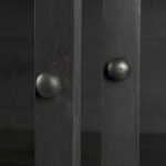 Arelius 36L x 18W x 63H Black-Brown Wood W/ Black Metal Base Display Cabinet